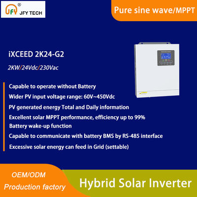 Hybride zonne-omvormer met 24V batterij Input en 2KW 230Vac Output