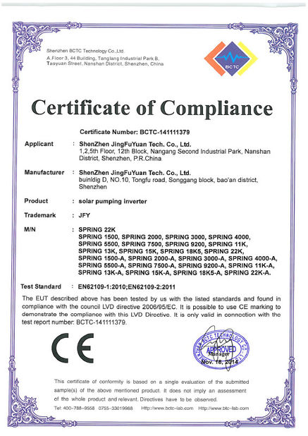 China Shenzhen JinFuYuan Power. Co., Ltd certificaten