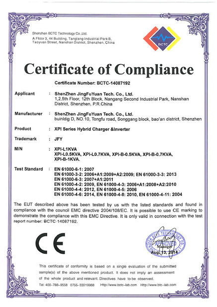 China Shenzhen JinFuYuan Power. Co., Ltd certificaten